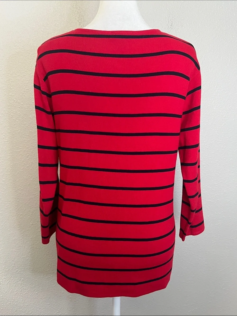Talbots Chevron Stripe VNeck Sweater Red/Black Size XSmall